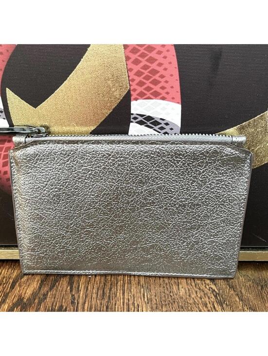 H by Halston Handbags - NWOT H by Halston Silver Pebble Textured Zip Pouch Clutch